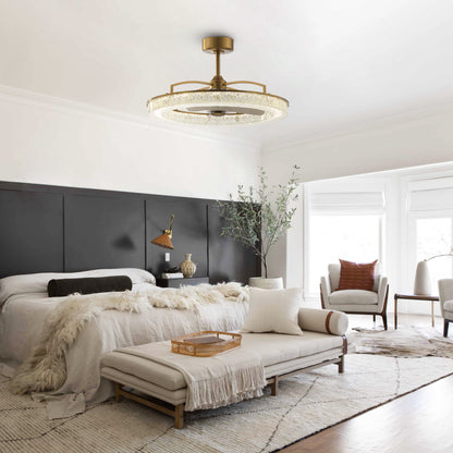 33" Perimost Gold Crystal LED Ceiling Fan