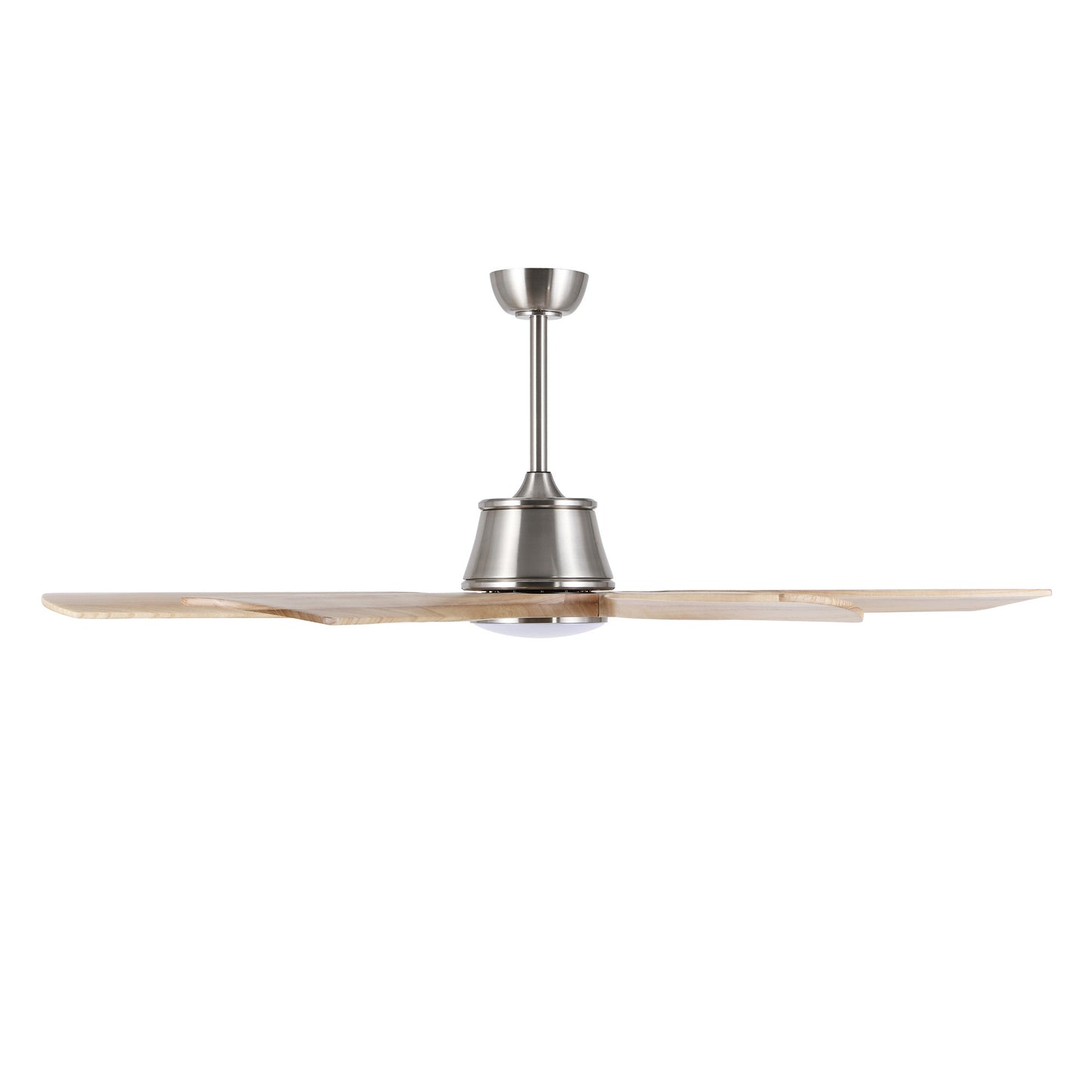 60" Brushed Nickel Ceiling Fan with Wood Blades and LED Light – Modern 6-Blade Smart Fan