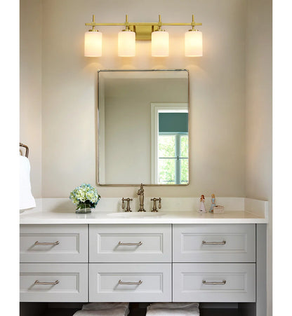 Jasper Gold Traditional Frosted Glass 4-Light Bathroom Vanity Light