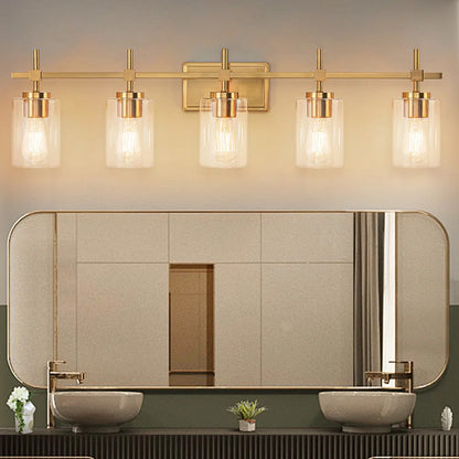Jasper Gold Clear Glass 5-Light Bathroom Vanity Light