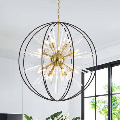 Brio 35" 10-light Modern Black and Gold Orb Chandelier