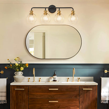 Irvine Black and Gold Modern 4-Light Vanity Light