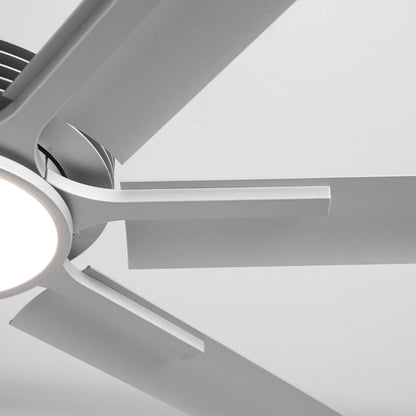 Ceiling Fan Industrial 84" Modern Silver 7-Blade LED Light