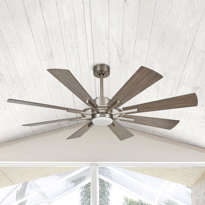 60" Windmill Ceiling Fan with Light & Remote – Farmhouse Nickel, 8-Blade, DC Motor, Indoor/Outdoor