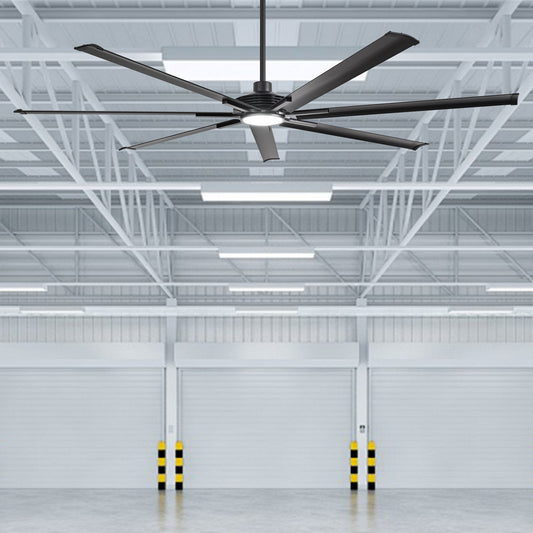 Ceiling Fan Industrial 84" Modern Black 7-Blade LED Light