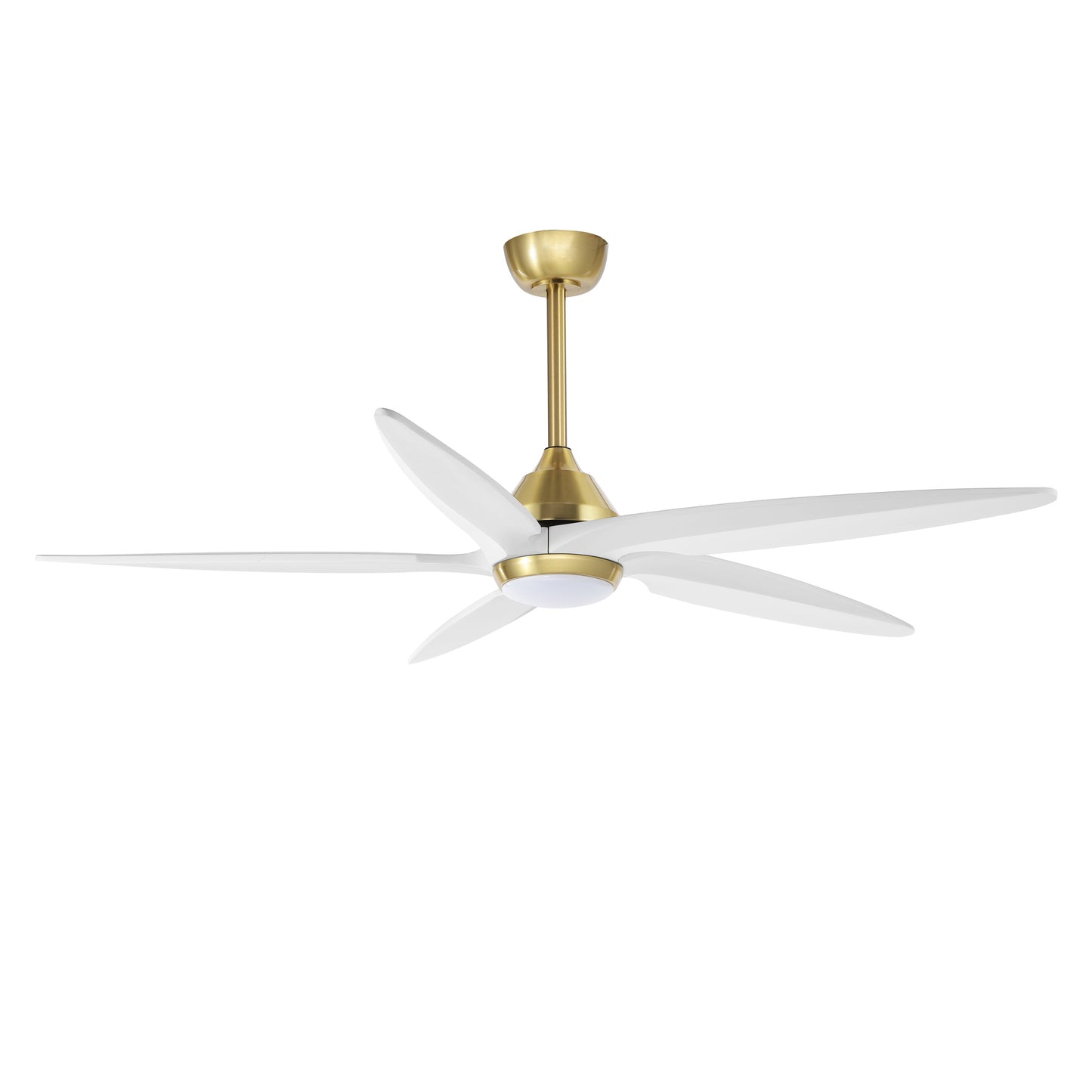 54" Gold and White Ceiling Fan with LED Light and Remote – Modern Dimmable Fan