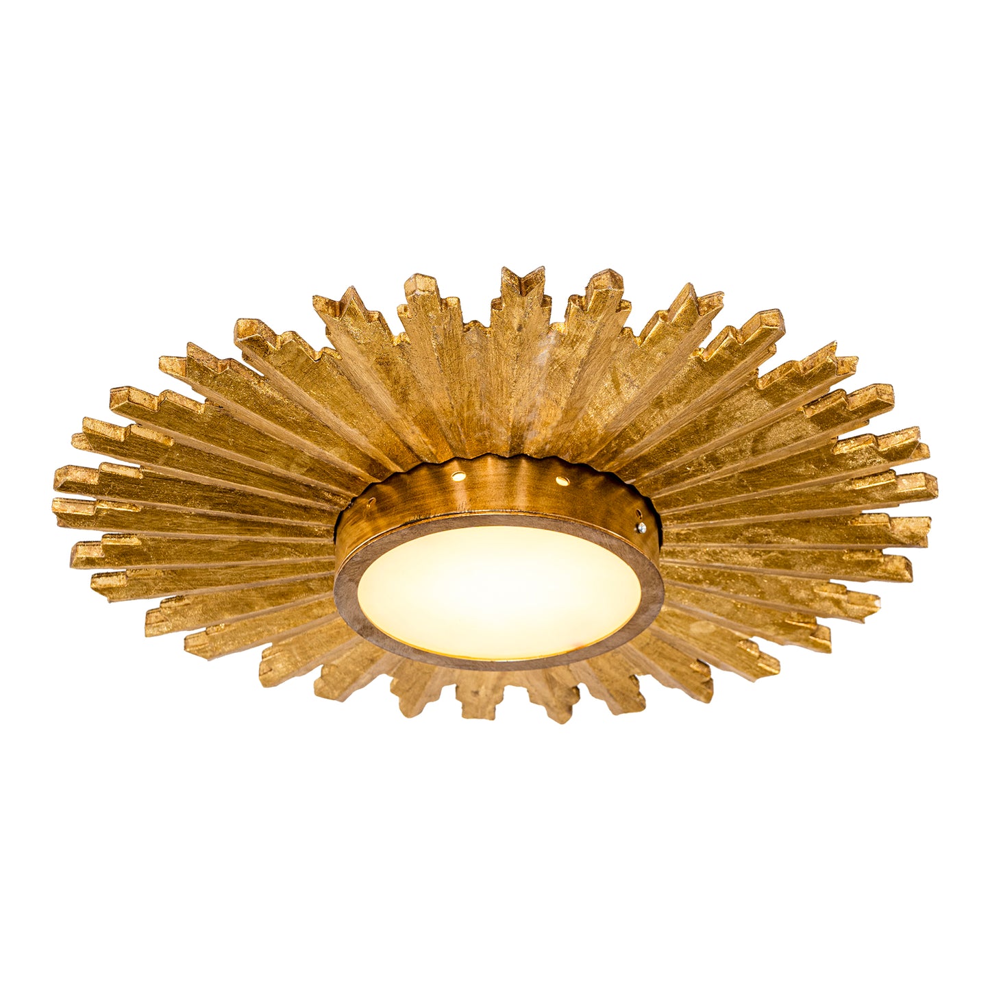 22" Gold Sunburst Flush Mount Ceiling Light – LED, Modern Farmhouse, Low Profile