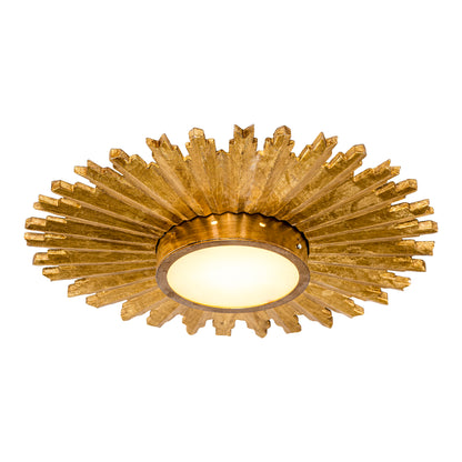 22" Gold Sunburst Flush Mount Ceiling Light – LED, Modern Farmhouse, Low Profile
