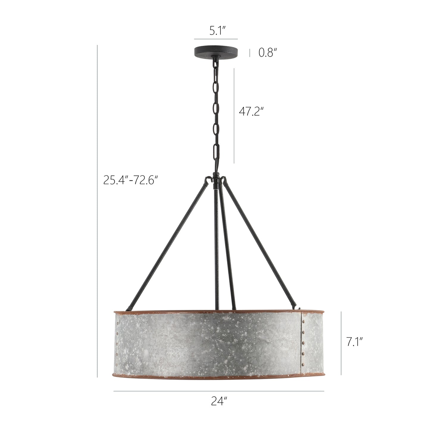 Farmhouse Chandelier 24" 5-Light Rustic Metal Shade