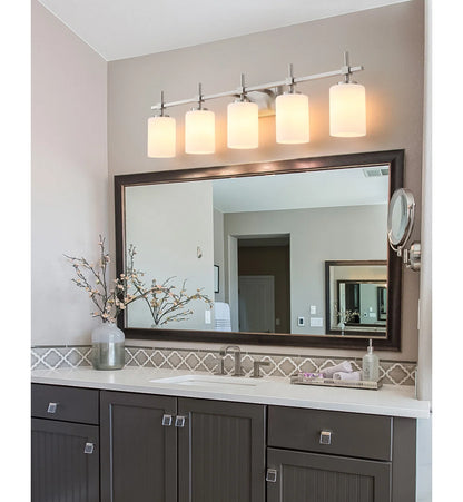 Jasper Brushed Nickel Frosted Glass 5-Light Bathroom Vanity Light