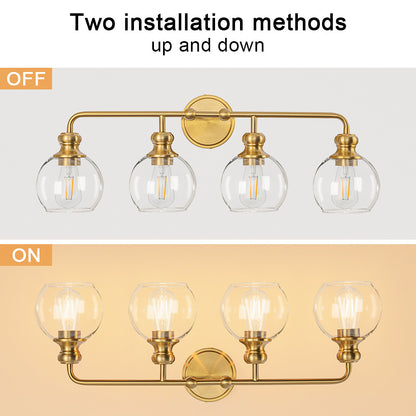 Irvine Gold Modern Clear Glass 4-Light Vanity Light