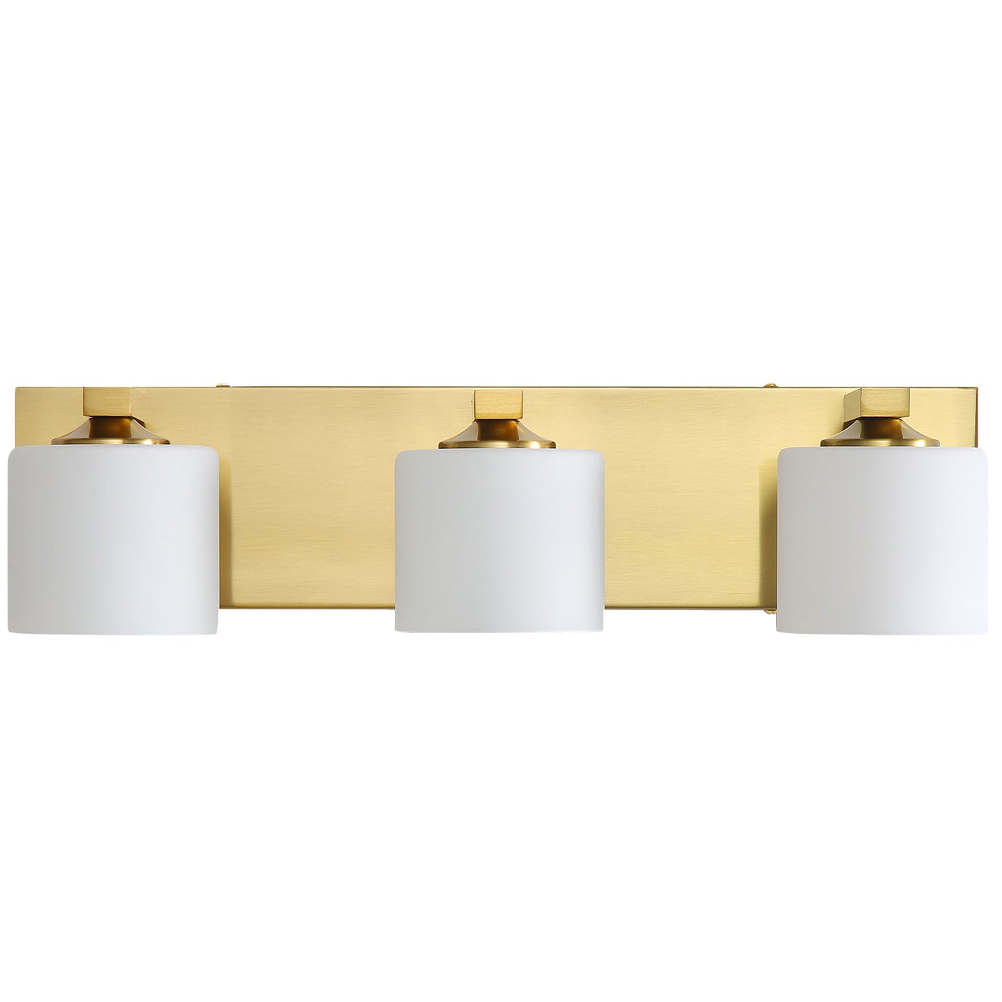 3-Light Gold Vanity Light – Modern Bathroom Wall Fixture with Etched Opal Glass