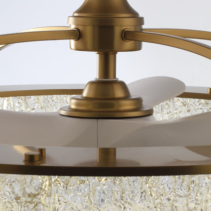 33" Perimost Gold Crystal LED Ceiling Fan