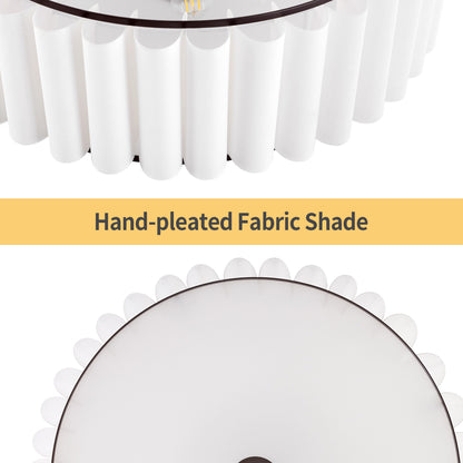 Modern Chandelier Bronze 24" 5-Light White Linen Shade