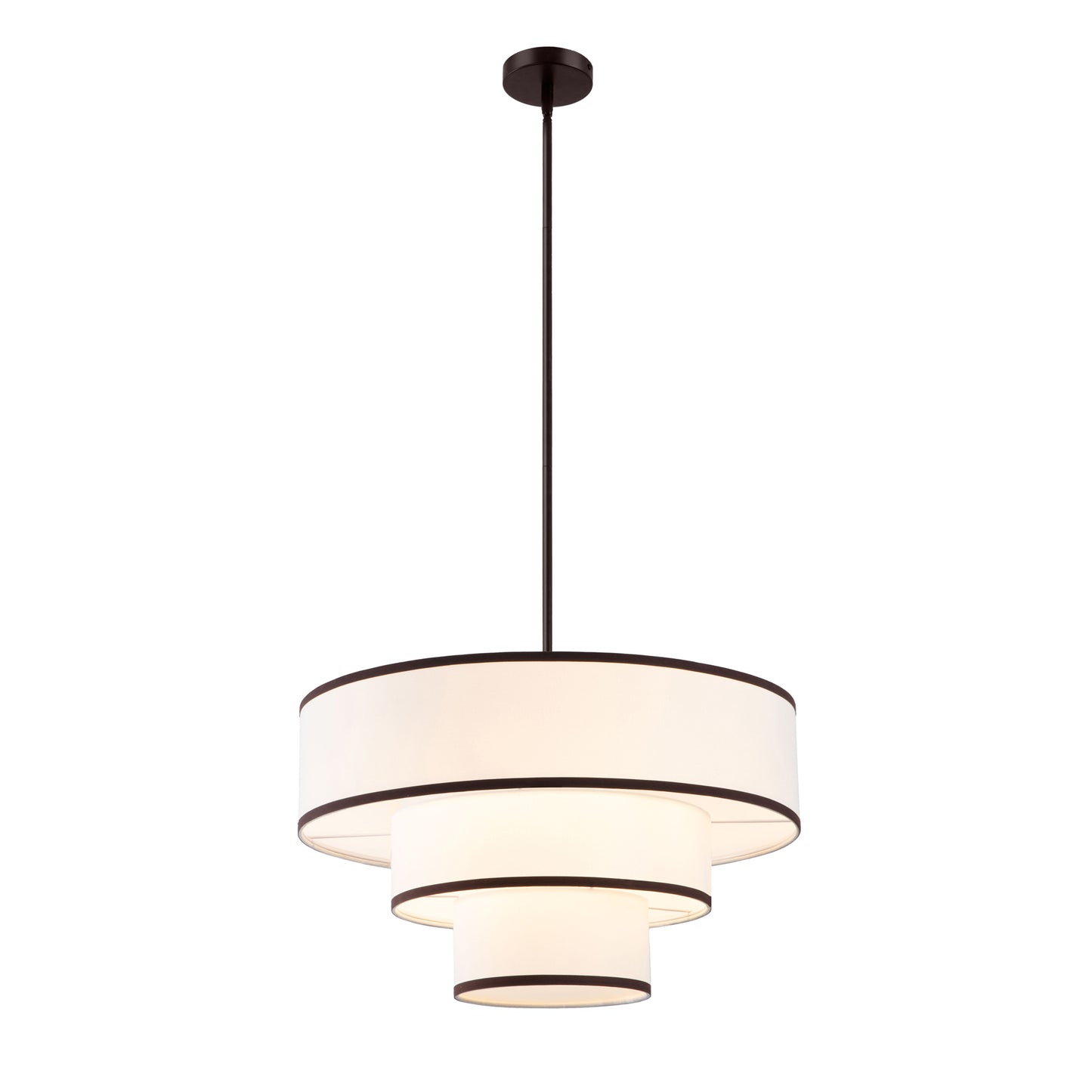 Modern Chandelier 24" 5-Light Bronze Tiered Drum Linen Shade