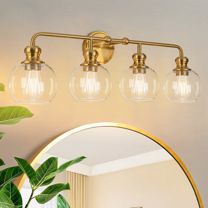 Irvine Gold Modern Clear Glass 4-Light Vanity Light
