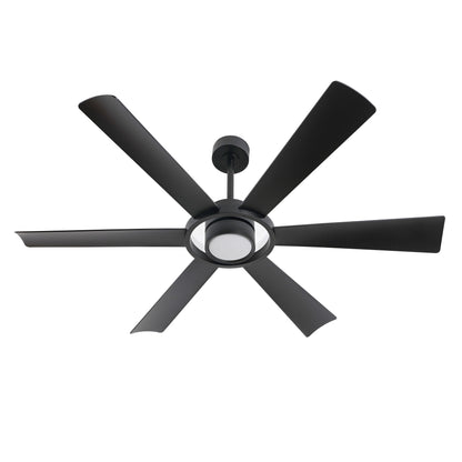 60" Matte Black Ceiling Fan with LED Light and Remote – Modern 4-Blade Fan