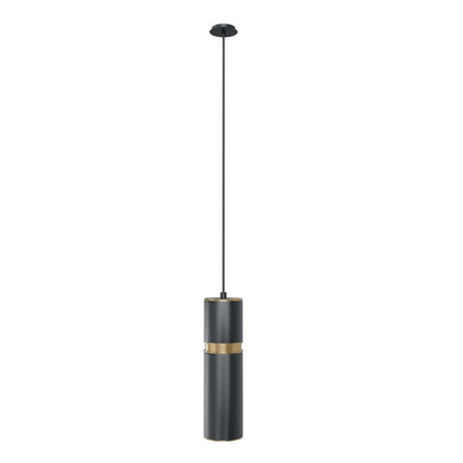 Cicada 1-Light Knurled Dark Grey With Brass Pendant Light