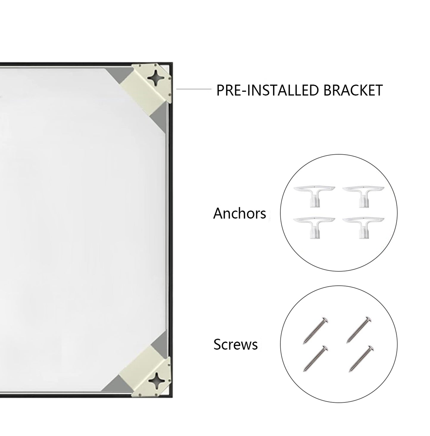 Wall Mirror Modern 36x36" Black Framed Beveled Glass