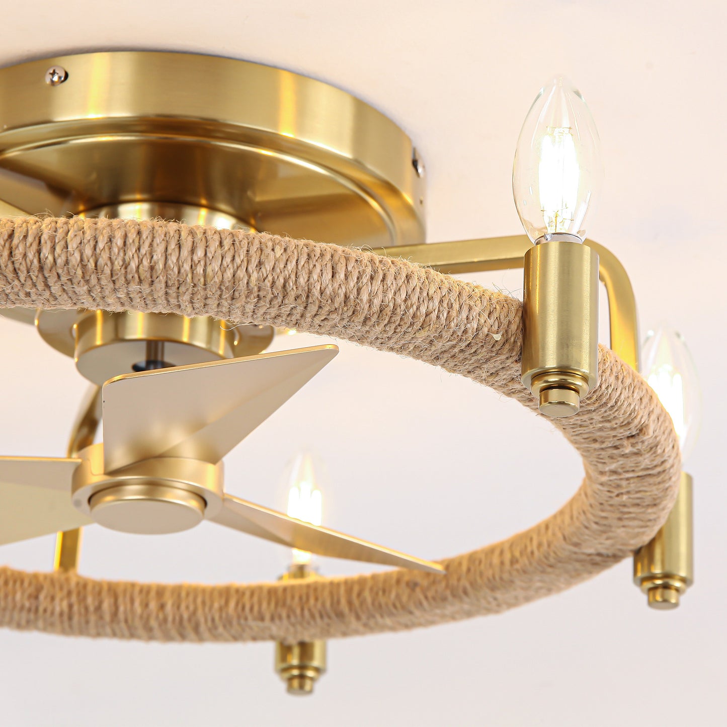 20" 6-Light Flush Mount Gold Ceiling Fan with Light