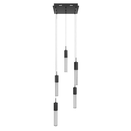 Boa 5-Light LED Matte Black Studded Glass Pendant Light
