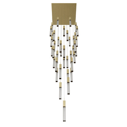 Boa 41-Light LED Brushed Brass Studded Glass Pendant Light