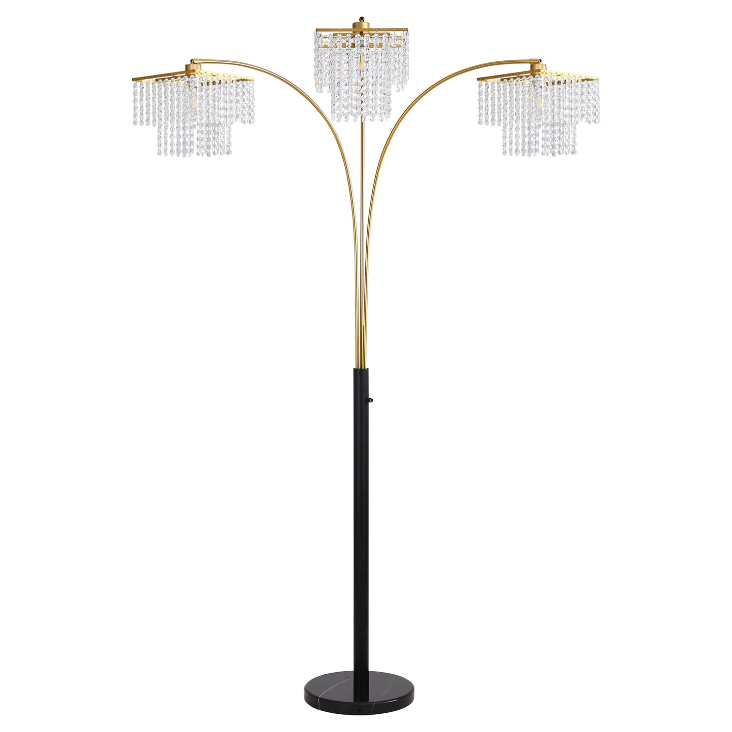 Brio 90" 3-Light Modern Gold Crystal Arc Floor Lamp