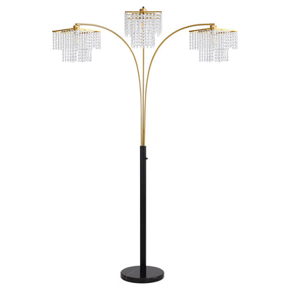 Brio 90" 3-Light Modern Gold Crystal Arc Floor Lamp