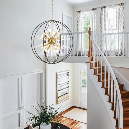Brio 35" 10-light Modern Black and Gold Orb Chandelier