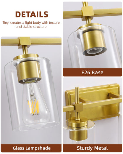 Jasper Gold Clear Glass 6-Light Bathroom Vanity Light
