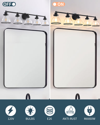 Hermosa Black 5-Light Bathroom Vanity Light
