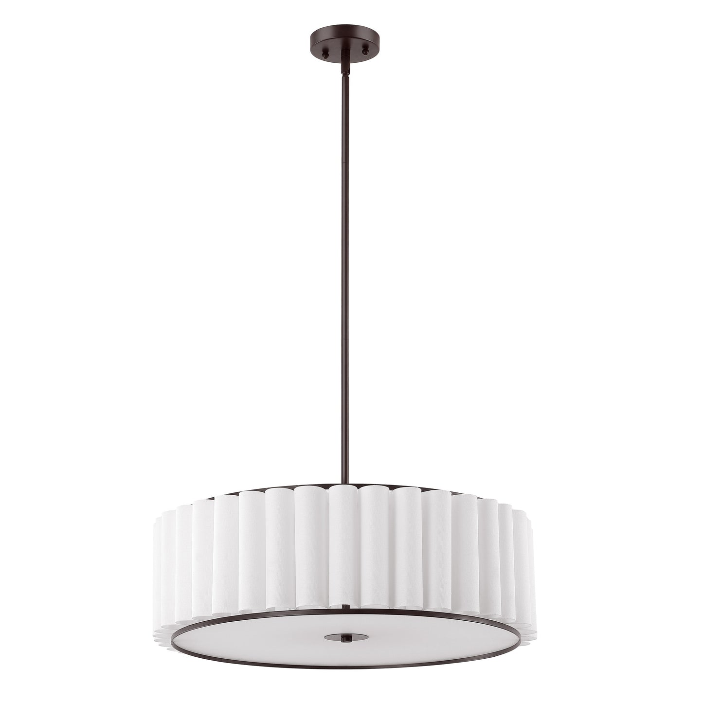 Modern Chandelier Bronze 24" 5-Light White Linen Shade