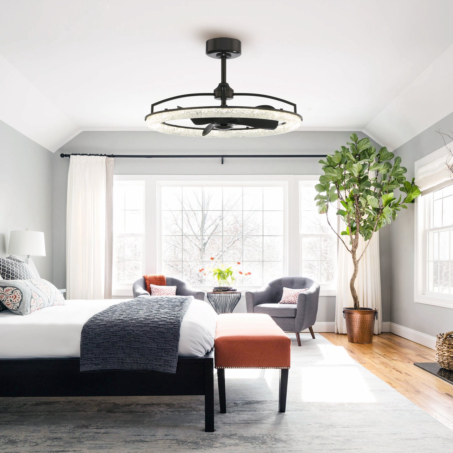 32" Perimost Modern Black LED Ceiling Fan