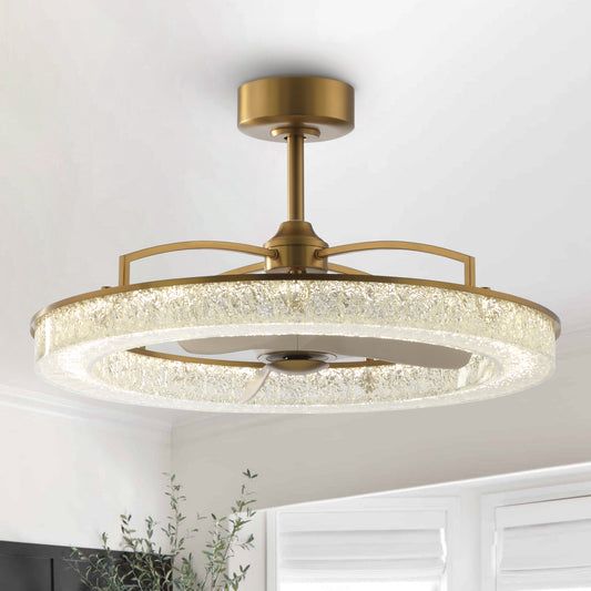 33" Perimost Gold Crystal LED Ceiling Fan