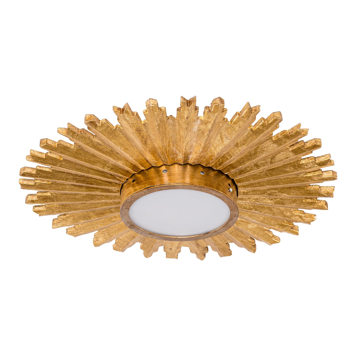 22" Gold Sunburst Flush Mount Ceiling Light – LED, Modern Farmhouse, Low Profile