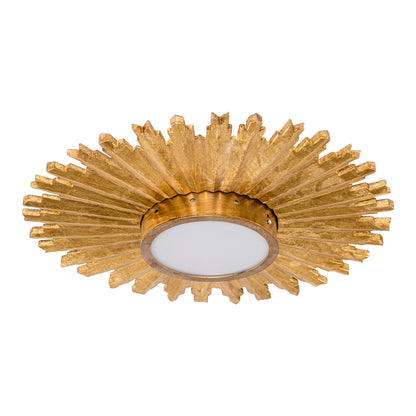 22" Gold Sunburst Flush Mount Ceiling Light – LED, Modern Farmhouse, Low Profile