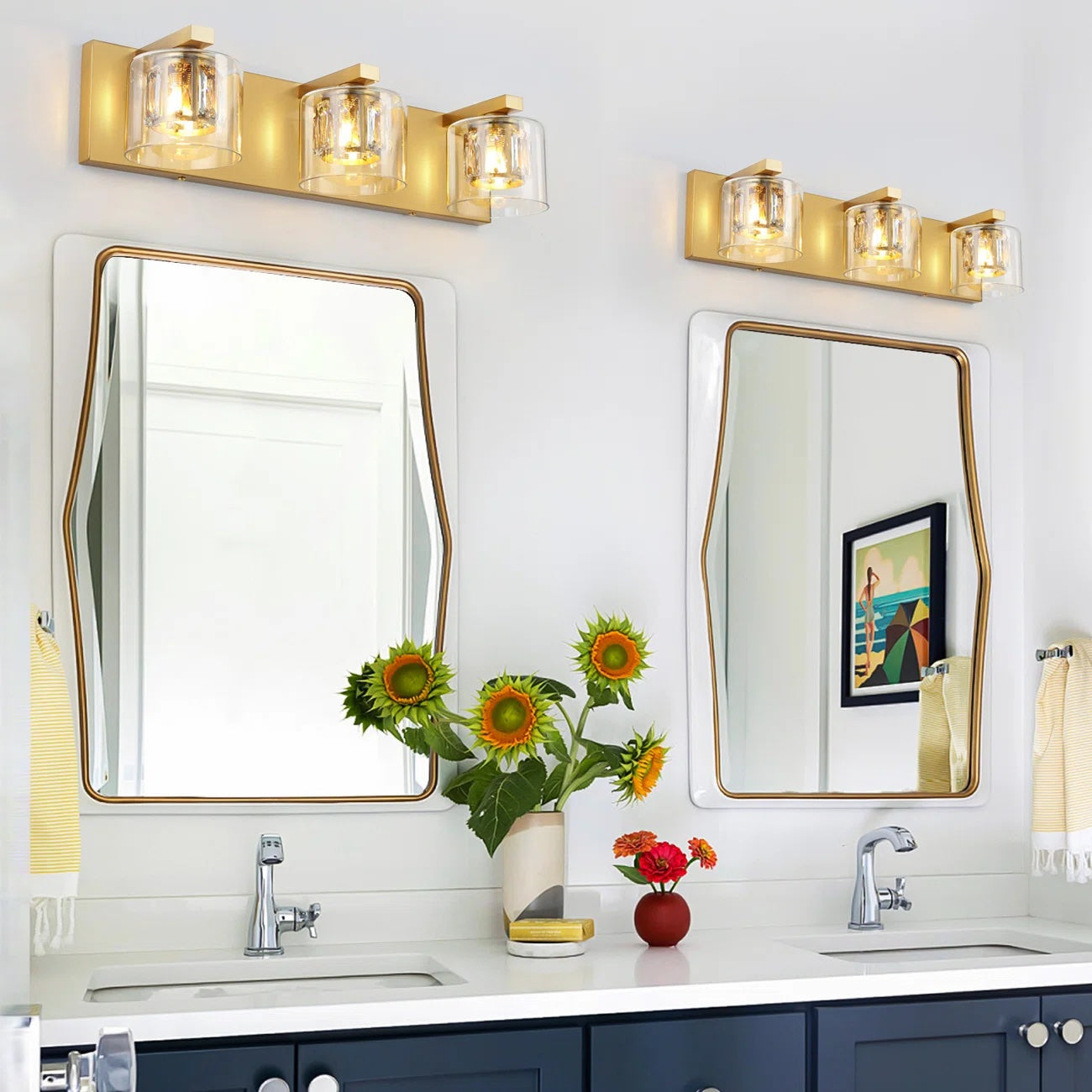 Kolt Gold Traditional 3-Light Bathroom Vanity Light