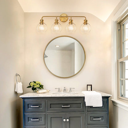 Irvine Gold Modern Clear Glass 4-Light Vanity Light