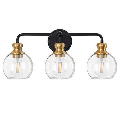 Irvine Black and Gold Modern 3-Light Vanity Light