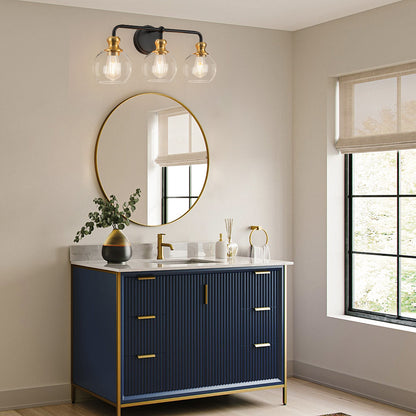 Irvine Black and Gold Modern 3-Light Vanity Light
