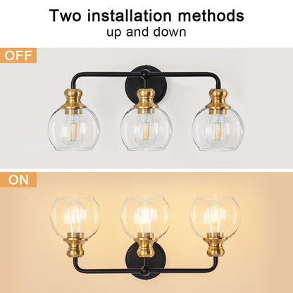Irvine Black and Gold Modern 3-Light Vanity Light