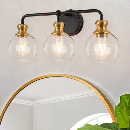 Irvine Black and Gold Modern 3-Light Vanity Light