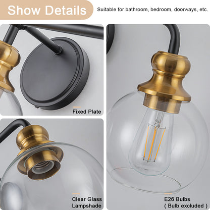 Irvine Black and Gold Modern 3-Light Vanity Light