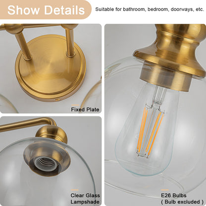 Irvine Gold Modern Clear Glass 4-Light Vanity Light