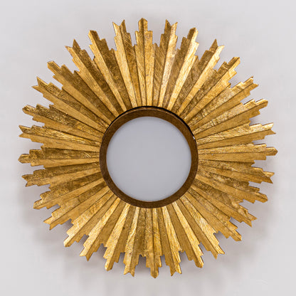 22" Gold Sunburst Flush Mount Ceiling Light – LED, Modern Farmhouse, Low Profile
