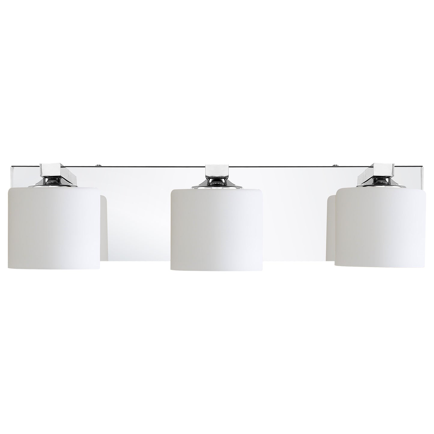 3-Light Chrome Vanity Light – Modern Bathroom Wall Fixture with Etched Opal Glass