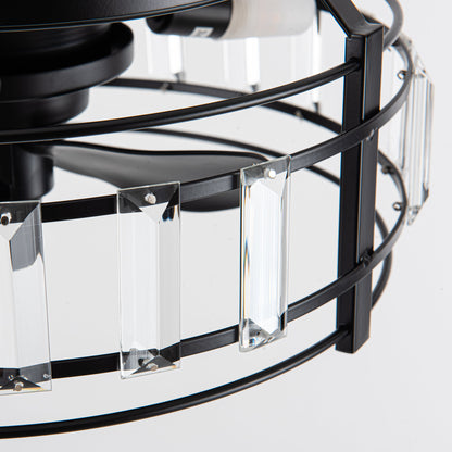 13" 3-Light 3-Blade Modern Crystal Ceiling Fan with Light