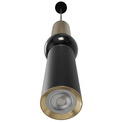 Cicada 1-Light Brushed Brass and Black Pendant Light