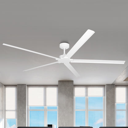 Ceiling Fan 72" Industrial 5-Blade White IPX4 Outdoor Use