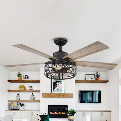 52" 5-Blade 3-Light Farmhouse Ceiling Fan with Light